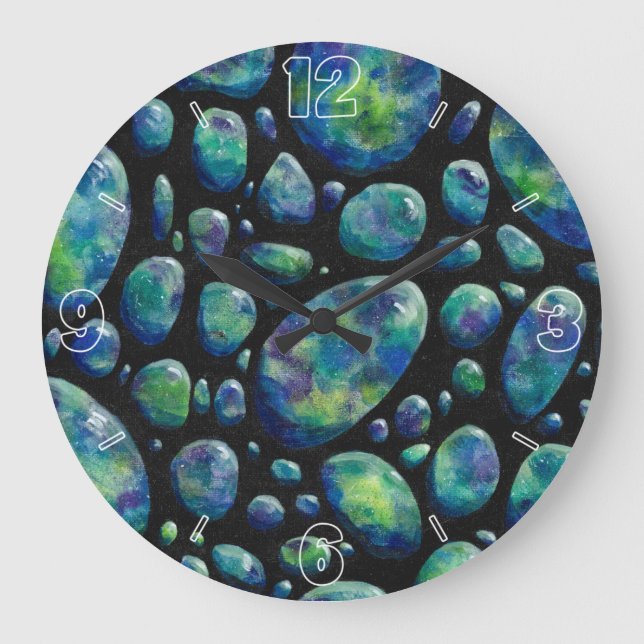 Turquoise Rocks in Space Original Artwork Large Clock (Front)
