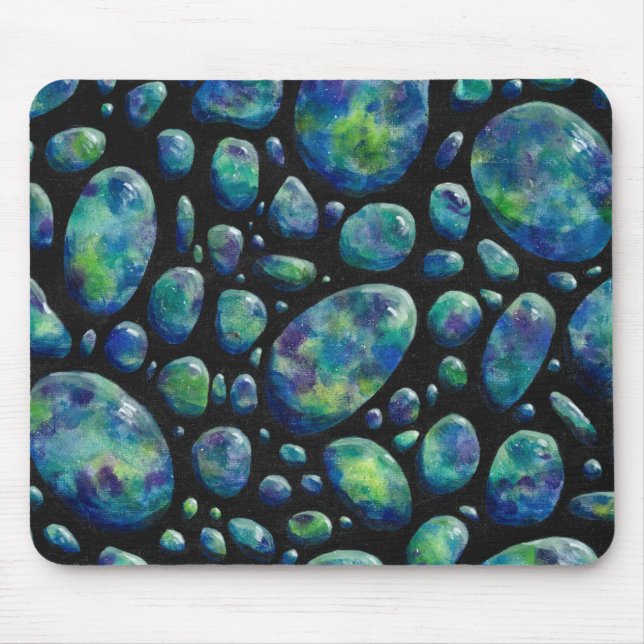 Turquoise Rocks in Space Original Artwork Mouse Mat (Front)
