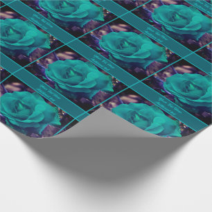 Turquoise Rose Flower Personalised Wrapping Paper