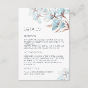 Turquoise Rose Gold Artistic Flowers Enclosure Card