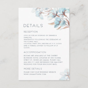 Turquoise Rose Gold Artistic Flowers Enclosure Card