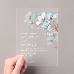 Turquoise Rose Gold Artistic Flowers Invitation