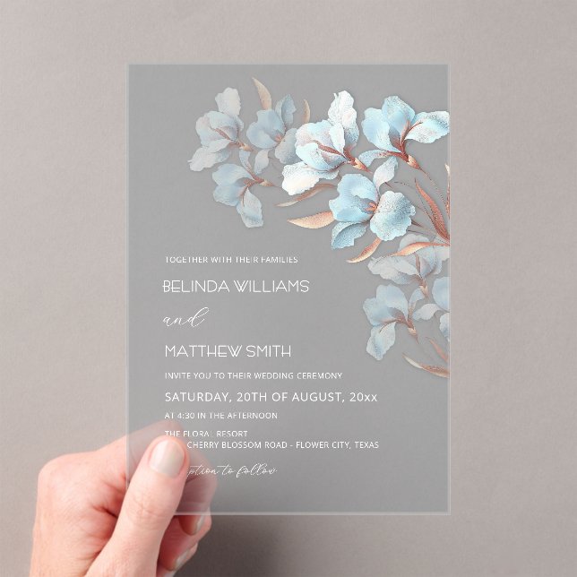 Turquoise Rose Gold Artistic Flowers  Invitation (Insitu (Handheld))