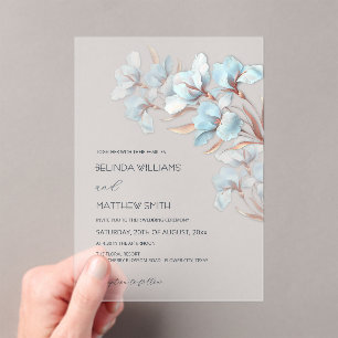 Turquoise Rose Gold Artistic Flowers  Invitation