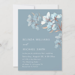 Turquoise Rose Gold Artistic Flowers Invitation