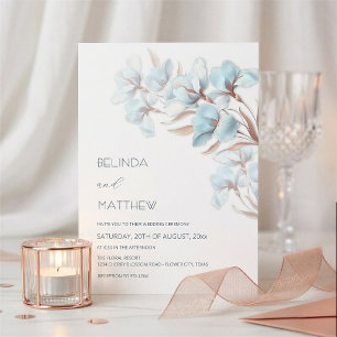 Turquoise Rose Gold Artistic Flowers Invitation