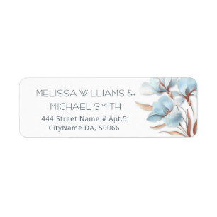 Turquoise Rose Gold Flower Wedding Label