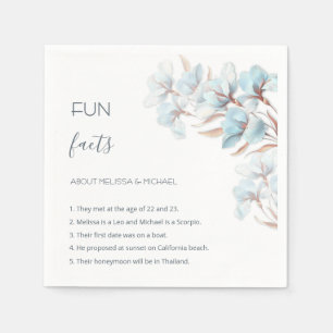 Turquoise Rose Gold Flowers Fun Facts Wedding Napkin