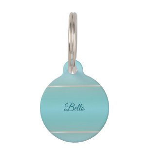 Turquoise Rose Gold Stripes Pet Tag