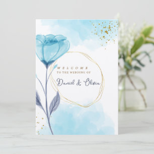Turquoise Rose Wedding Invitation with Gold Splatt