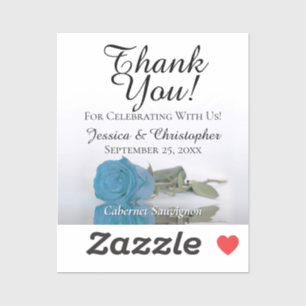 Turquoise Rose Wedding Thank You Mini Bottle Label