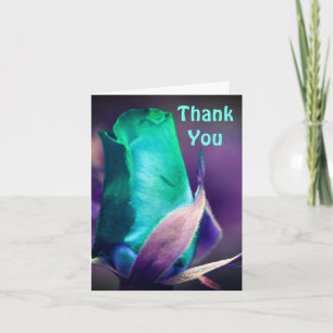 Turquoise Rosebud Art Thank You Card