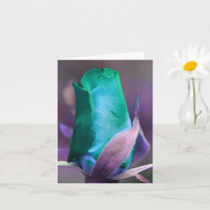 Turquoise Rosebud Flower Photography Note Card