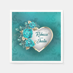 Turquoise Roses Tiffany Floral Modern Boho Napkin