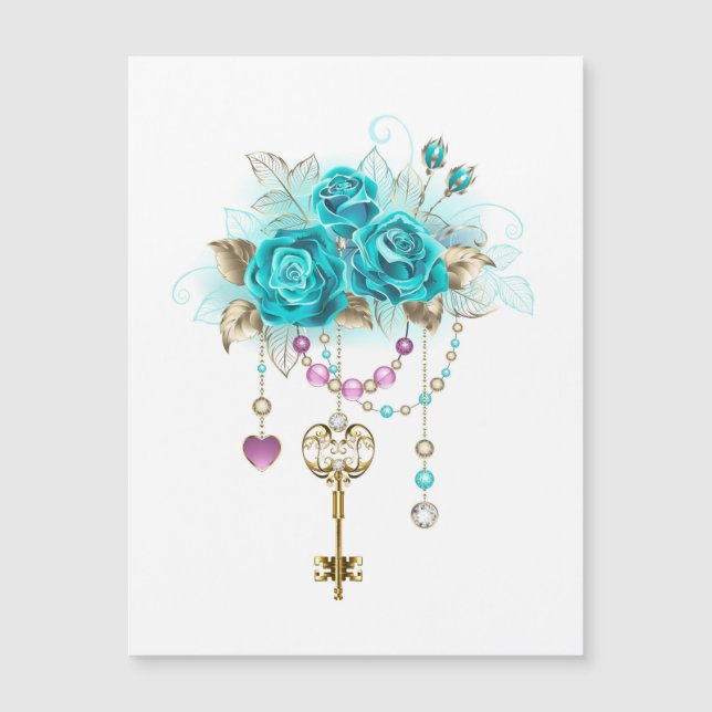 Turquoise Roses with Keys (Front)