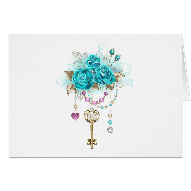 Turquoise Roses with Keys (Front Horizontal)