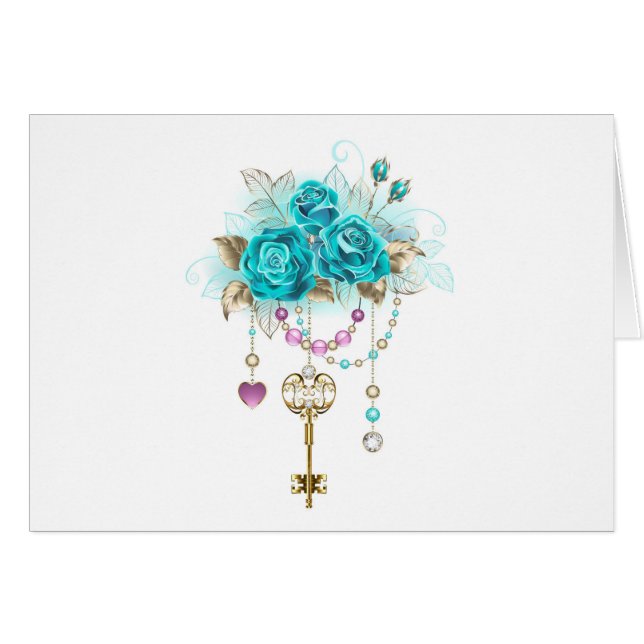 Turquoise Roses with Keys (Front Horizontal)