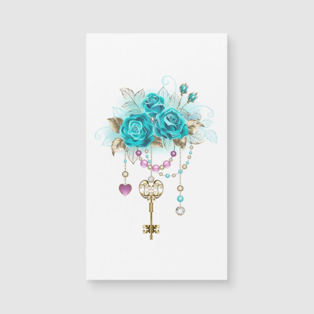 Turquoise Roses with Keys (Front)