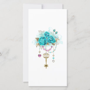 Turquoise Roses with Keys Announcement