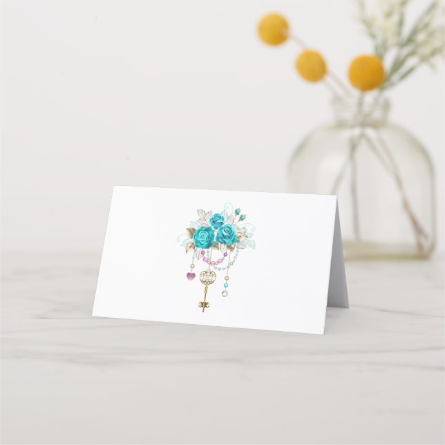 Turquoise Roses with Keys Appointment Card (Front)
