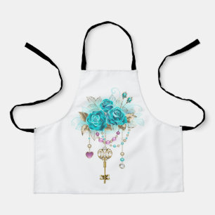 Turquoise Roses with Keys Apron