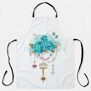 Turquoise Roses with Keys Apron