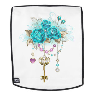 Turquoise Roses with Keys Backpack