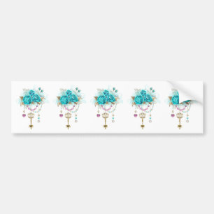 Turquoise Roses with Keys Bumper Sticker