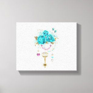 Turquoise Roses with Keys Canvas Print
