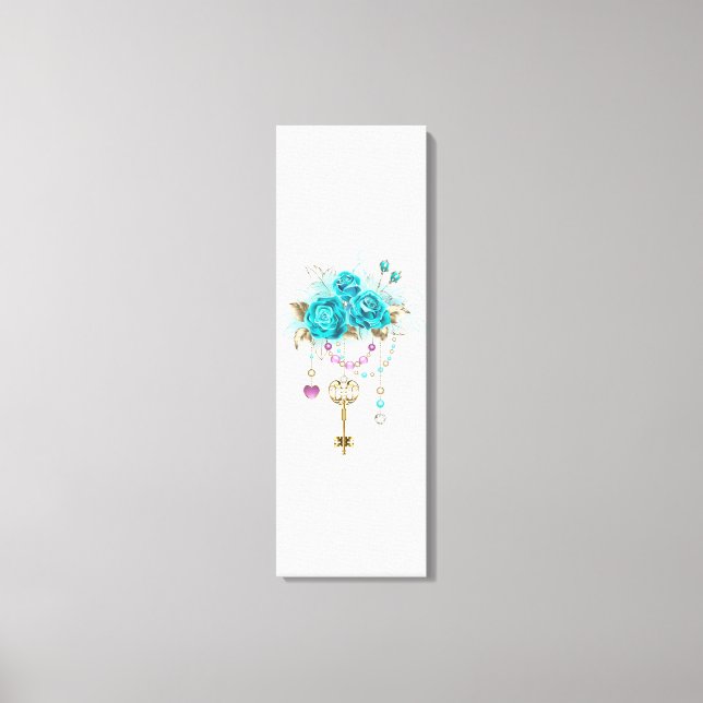 Turquoise Roses with Keys Canvas Print (Front)