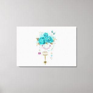 Turquoise Roses with Keys Canvas Print