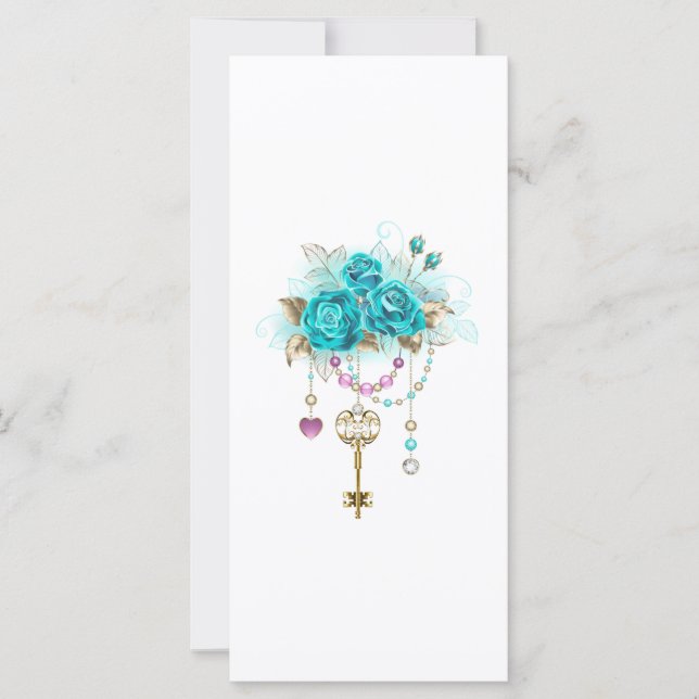 Turquoise Roses with Keys Card (Front)