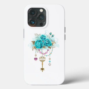 Turquoise Roses with Keys iPhone 13 Pro Case