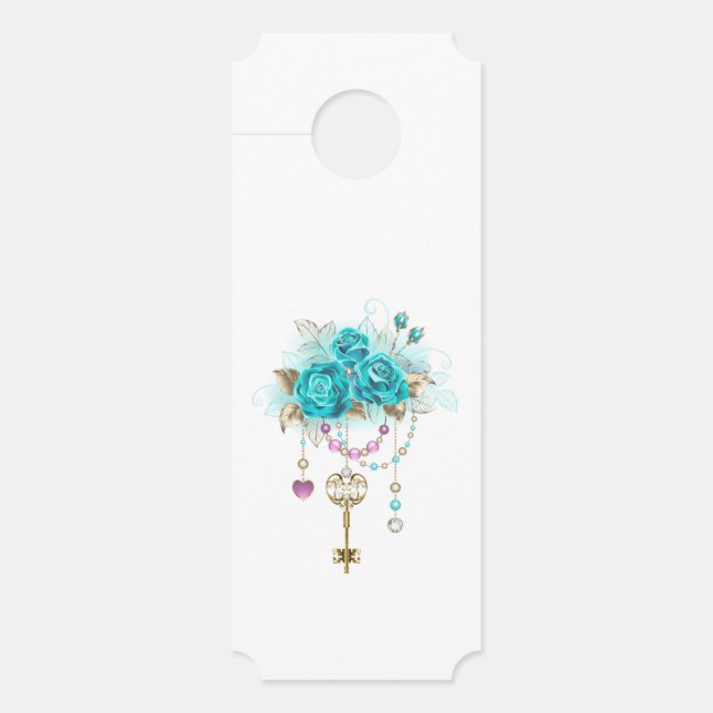 Turquoise Roses with Keys Door Hanger (Front)
