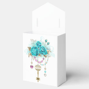 Turquoise Roses with Keys Favour Box