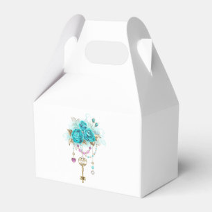 Turquoise Roses with Keys Favour Box