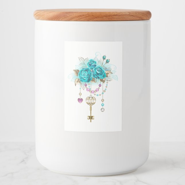 Turquoise Roses with Keys Food Label (Front)
