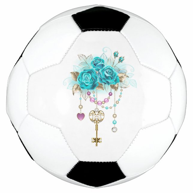 Turquoise Roses with Keys Football (Front)