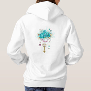 Turquoise Roses with Keys Hoodie