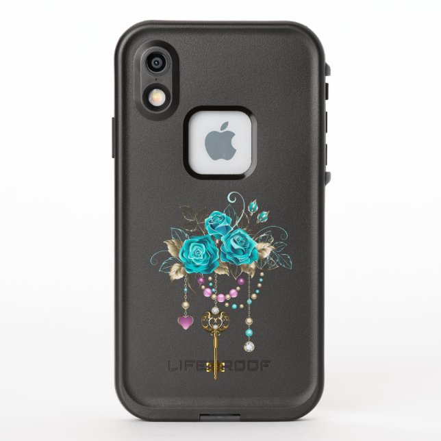 Turquoise Roses with Keys LifeProof iPhone Case (Back)