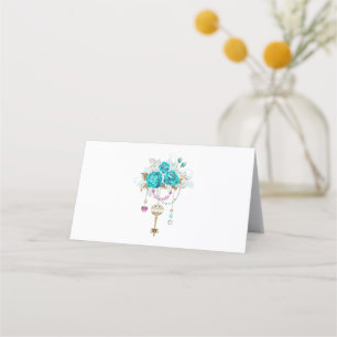 Turquoise Roses with Keys Loyalty Card