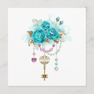 Turquoise Roses with Keys Menu