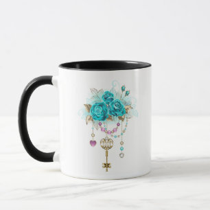 Turquoise Roses with Keys Mug