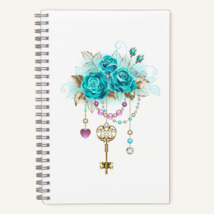 Turquoise Roses with Keys Notebook
