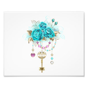 Turquoise Roses with Keys Photo Print