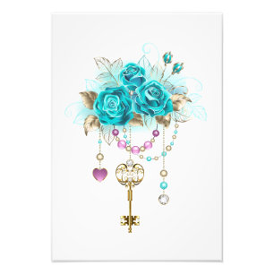 Turquoise Roses with Keys Photo Print