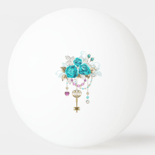 Turquoise Roses with Keys Ping Pong Ball
