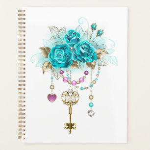 Turquoise Roses with Keys Planner