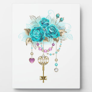 Turquoise Roses with Keys Plaque