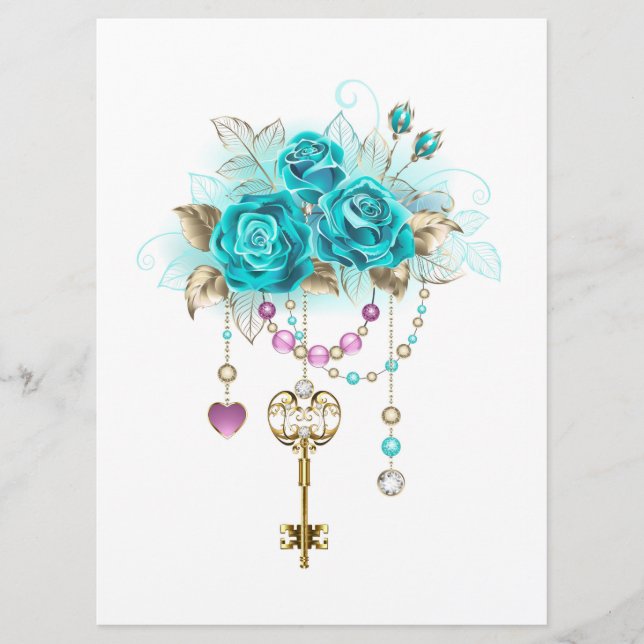 Turquoise Roses with Keys Programme (Front)